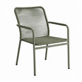 Sedia da giardino con braccioli verde oliva in acciaio e corda PVC 56 x 64 x 86 cm