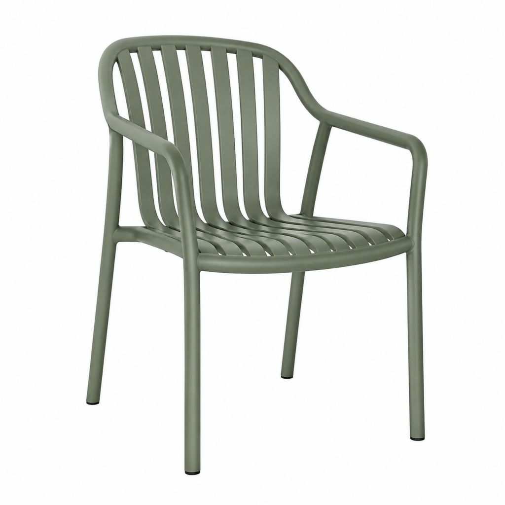 Sedia da giardino con braccioli verde in polipropilene 56 x 54 x 80 cm