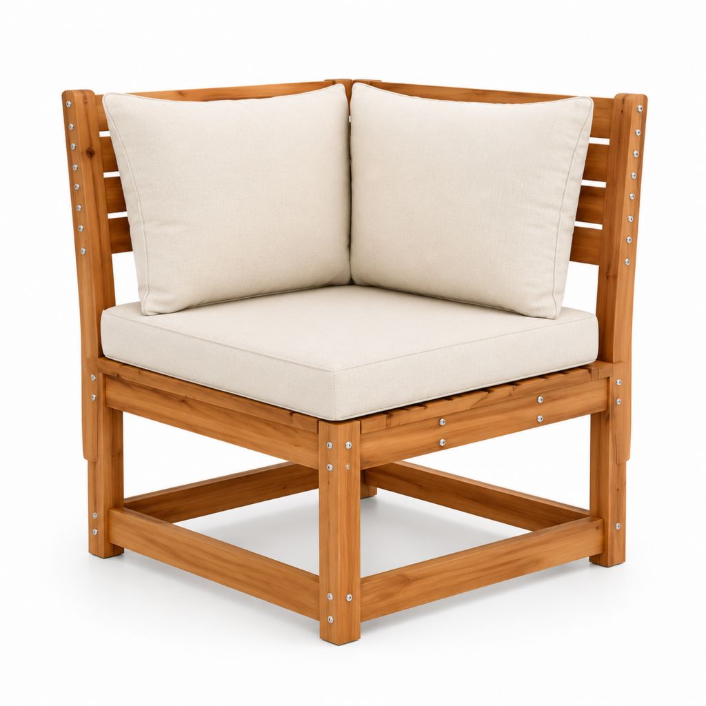 Poltrona da giardino ad angolo in legno massello di acacia beige 80 x 80 x 80 cm