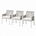 Set 3 poltrone da giardino con braccioli grigio chiaro in alluminio e corda PP 57 x 60 x 85 cm