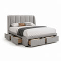 Letto contenitore matrimoniale con 4 cassetti grigio in poliestere 160 x 200 cm