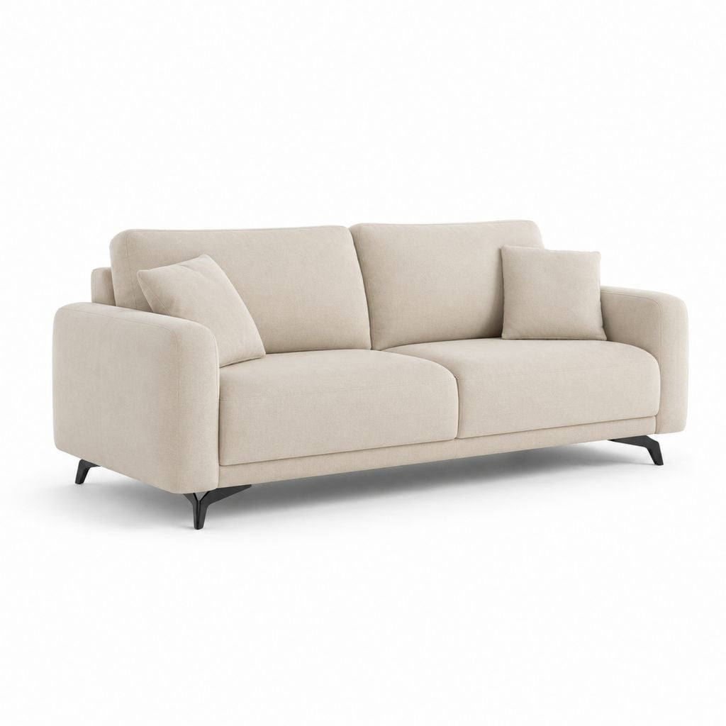 Divano 3 posti beige in poliestere rettangolare 220 x 95 x 85 cm