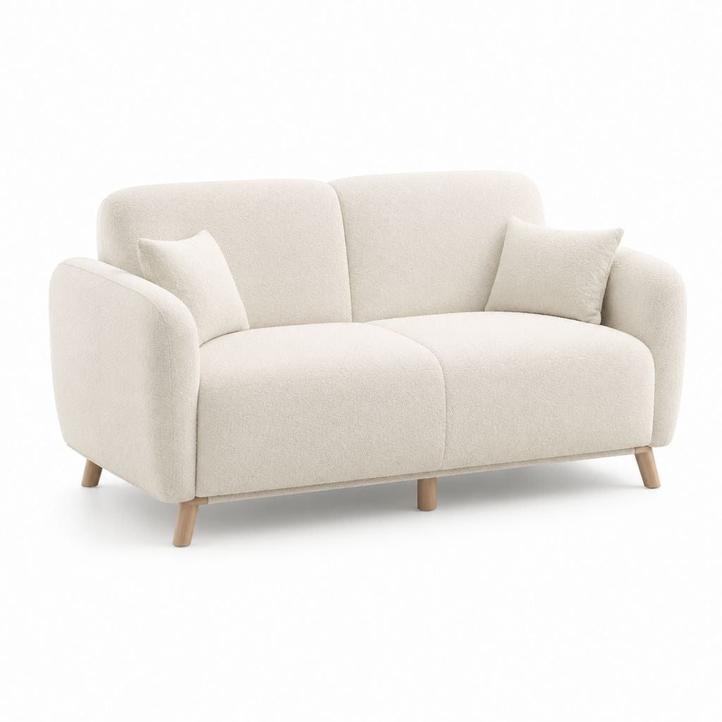Divano 2 posti beige in tessuto bouclé di poliestere forma arrotondata 170 x 90 x 85 cm