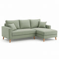 Divano angolare con chaise longue destra verde salvia in poliestere 240 x 150 x 85 cm