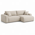 Divano angolare a L con chaise longue destra beige in poliestere 250 x 160 x 85 cm