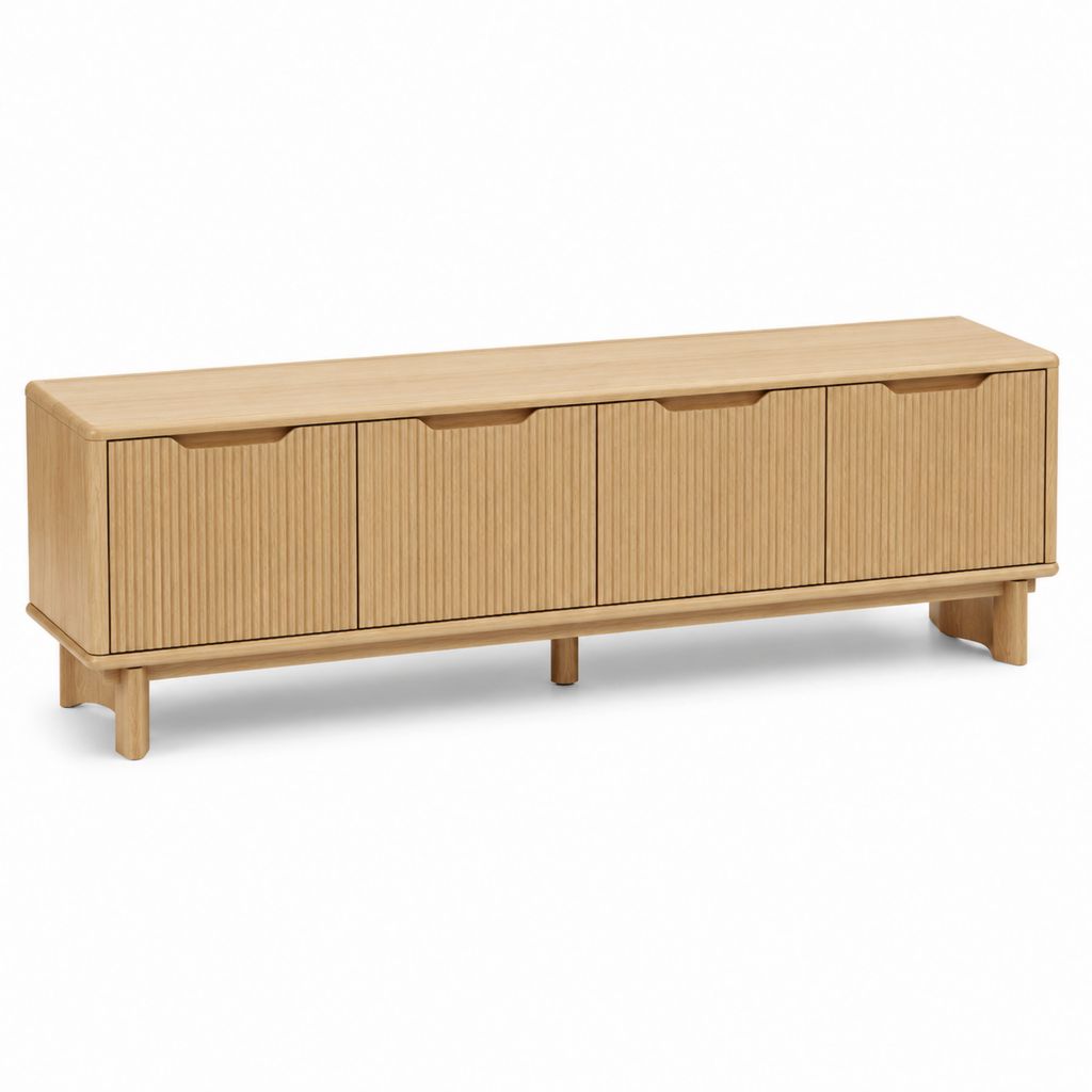 Mobile porta TV in rovere chiaro impiallacciato con 4 ante 180 x 40 x 55 cm
