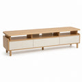 Mobile TV con 3 cassetti rovere naturale e bianco in legno massello 180 x 40 x 50 cm