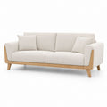 Divano 3 posti avorio in poliestere con struttura in legno massello 220 x 90 x 85 cm