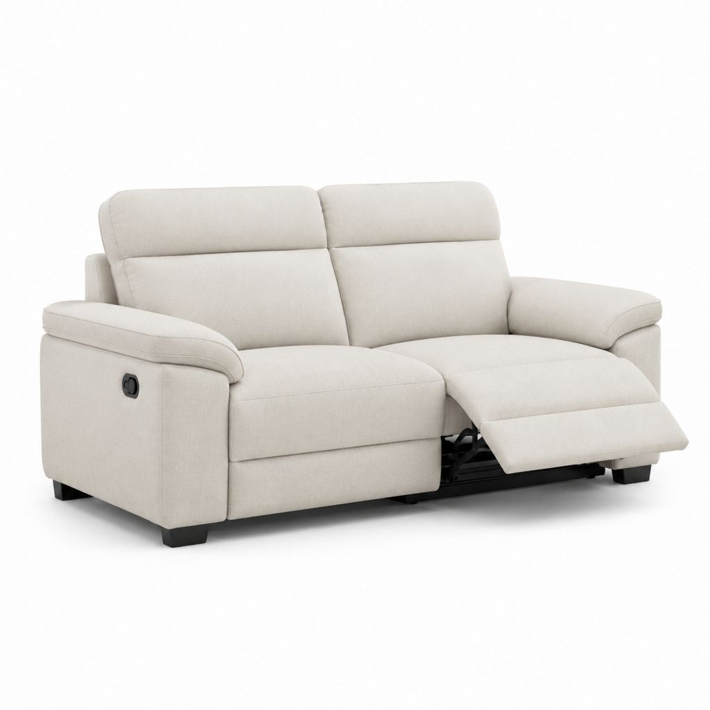 Divano reclinabile 2 posti beige in poliestere con schienali regolabili 170 x 95 x 102 cm