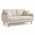 Divano 2 posti beige in poliestere con piedi in legno 180 x 85 x 85 cm